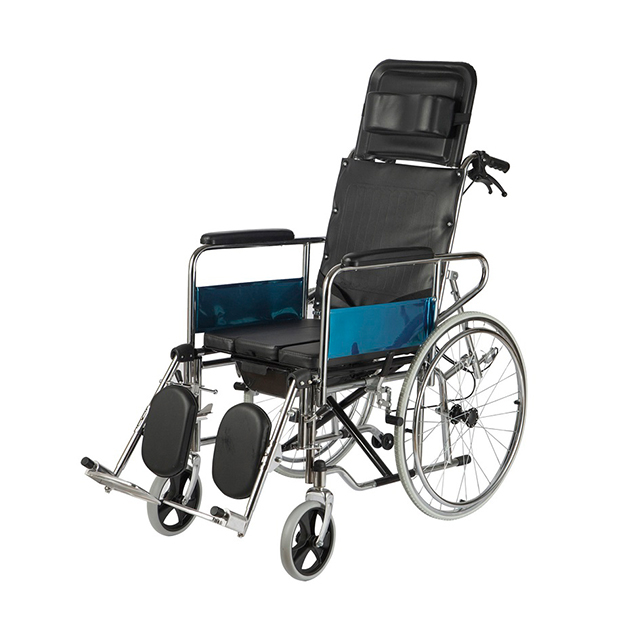 M609 High Recline Back Manual Wheelchair with Commode