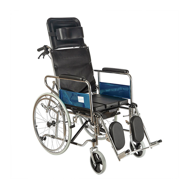 M609 High Recline Back Manual Wheelchair with Commode